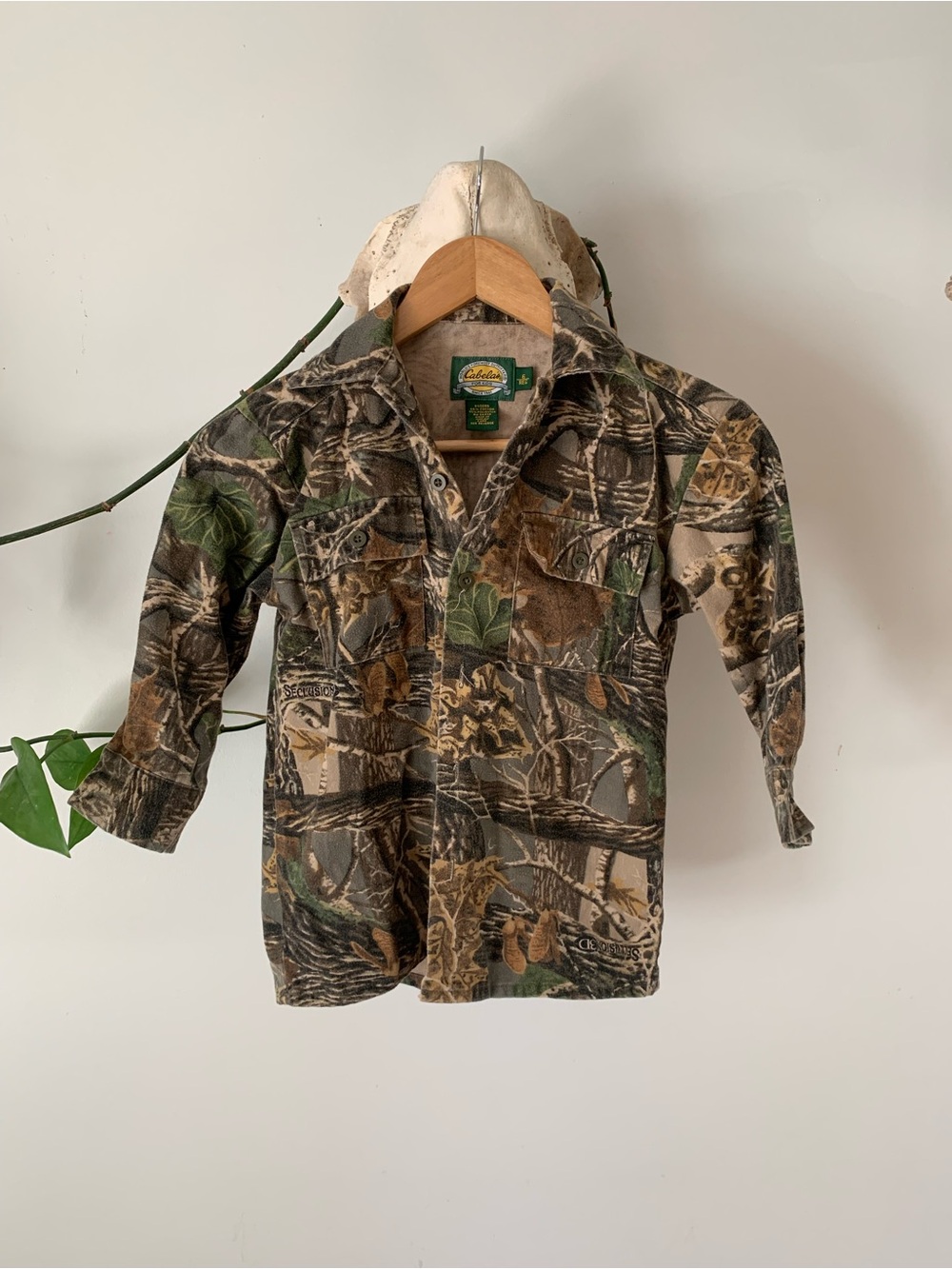 Cabela's Kids' Camo Button-Down Shirt in Green and Brown